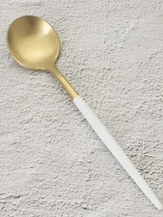 Set 6 Luxus Mini Löffel Kaffee Tee Dessert Edelstahl 13 Cm Gold Weiß
