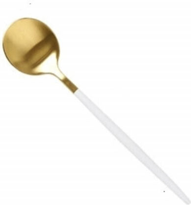 Set 6 Luxus Mini Löffel Kaffee Tee Dessert Edelstahl 13 Cm Gold Weiß