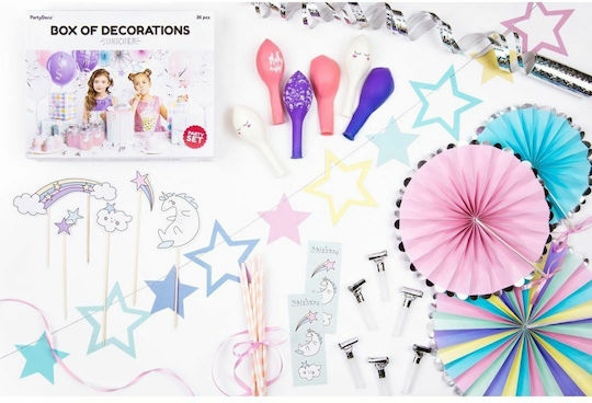 PartyDeco Unicorn Decoration Set for Party Unicorns 35 Pieces