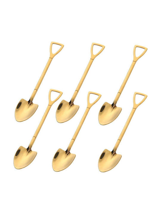 Set Linguri Cafea Ceai Oțel Inoxidabil Auriu 15cm 6 Bucăți