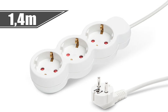 Delight Steckdosenleiste 3 Positionen mit Kabel 1.4m