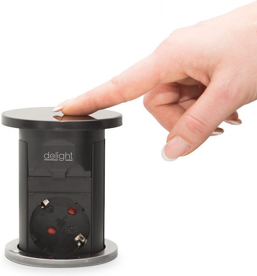 Delight Захранваща лента с USB-A, Превключвател и Кабел 1.5м Черен