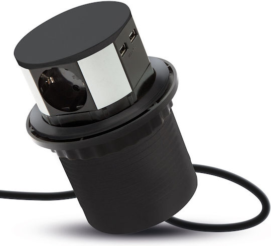 Delight Πολύπριζο 3 Θέσεων με 2 USB-A και Καλώδιο 1.5m