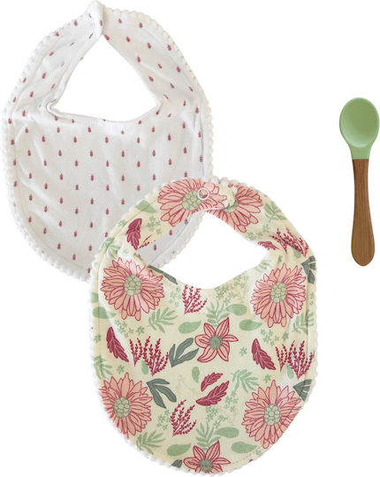 Dreams by Joyce Waterproof Bib Silicone with Button Green for 12 m+ 2pcs