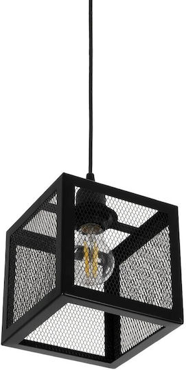 GloboStar Κρεμαστό Φωτιστικό Μαύρο με Ντουί E27 17x17x23εκ.