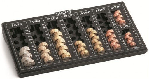 Inkiess Plastic Desk Coin Case With 8 Coin Box Slots 33x18.5x5cm Maxicoin EU7