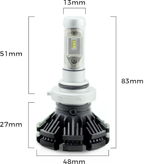Set 1 9006 Hb4 Led 12-24v 4000 Lm Alb Super Carguard