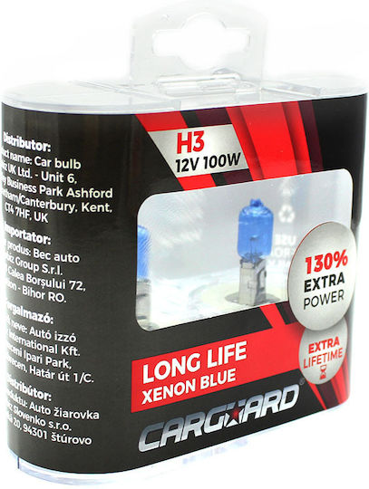 Set 1 Set 2 Halogen H3 Bulbs 100W +130% Intensity Long Life CarGuard