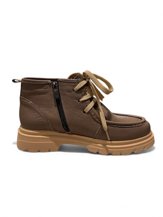 Leder Stiefeletten Damen Gray