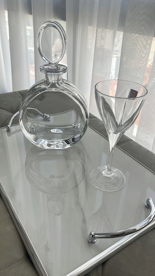 Modern Wine Set 3 Pieces Tray Marble Surface Crystals Top Quality