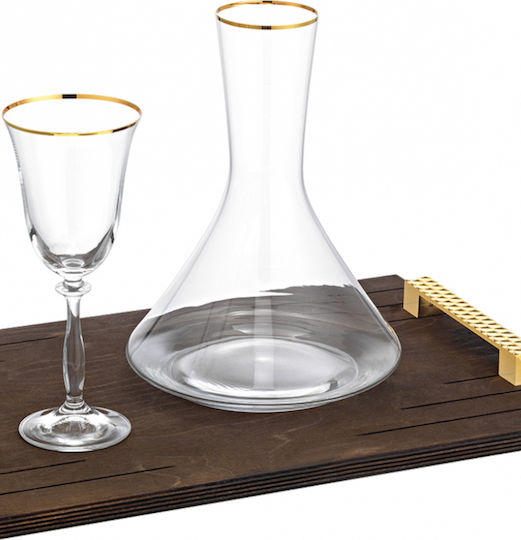Boho Chic Wein Set 3Stücke Holztablett Kristall Set Erste Hilfe Goldene Details