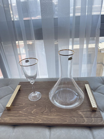 Boho Chic Wein Set 3Stücke Holztablett Kristall Set Erste Hilfe Goldene Details