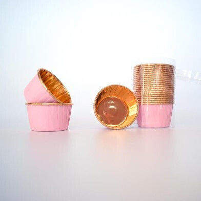 Ροζ Παστελ Θήκες Cupcakes Βάση 5xυ3,8εκ 25 Τεμ Αλουμινίου