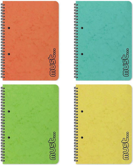 Must Team Spiral Notebook Ruled B5 90 Sheets 3 Subjects Craft 1pcs (Μiscellaneous colours)