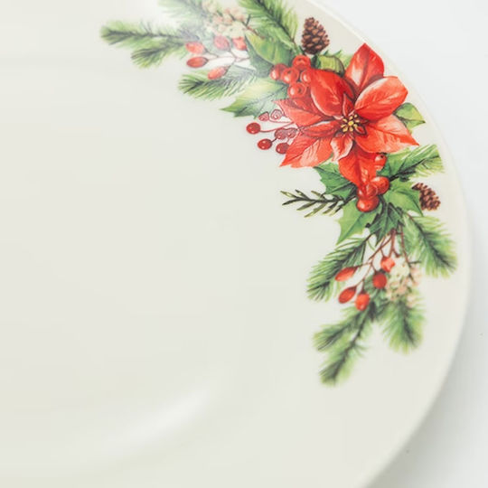 Eurolamp Set Weihnachtliche Teller Keramik Rot L44xB20xD22cm. 2Stück