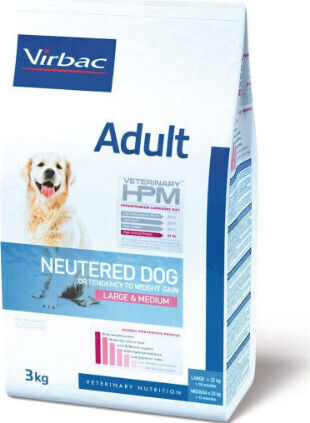 Virbac Adult Neutered Large & Medium 12kg Dry Dog Food Light For Adult Neutered Dogs Medium & Large Breeds With Pork Chicken Rice Poultry And Potatoes
