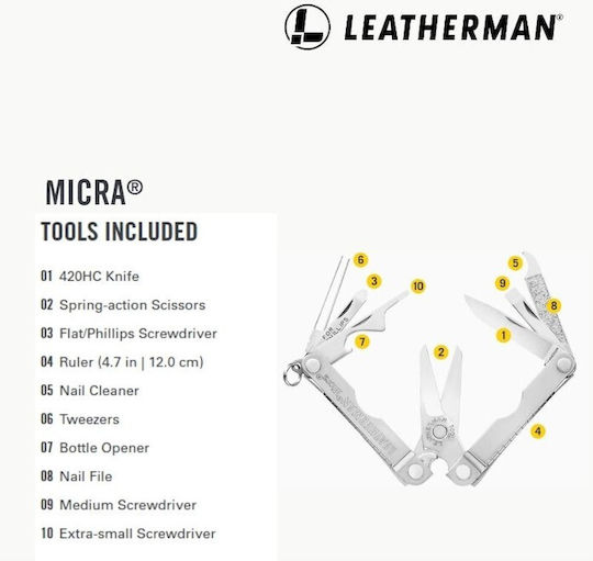 Leatherman Micra Πολυεργαλείο Πολύχρωμο