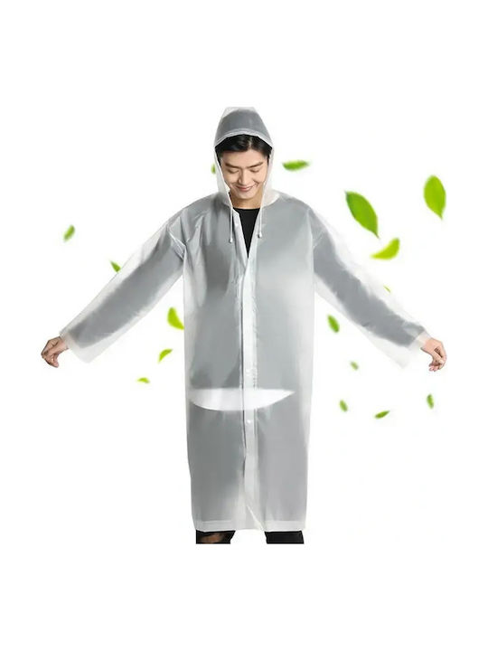 Waterproof Poncho with Drawstring Hood Eva White One Size 68x120 Cm Aria Trade
