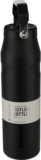 Stanley Iceflow Flip Straw Μπουκάλι Θερμός Πλαστικό BPA Free 1.06lt Black με Καλαμάκι