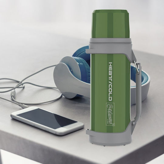 Maestro Μπουκάλι Θερμός Ανοξείδωτο / Πλαστικό 1.5lt Green με Λαβή