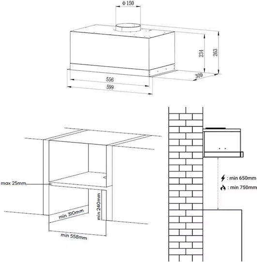 Ciarra Μηχανισμός Απορρόφησης 60cm Γκρι