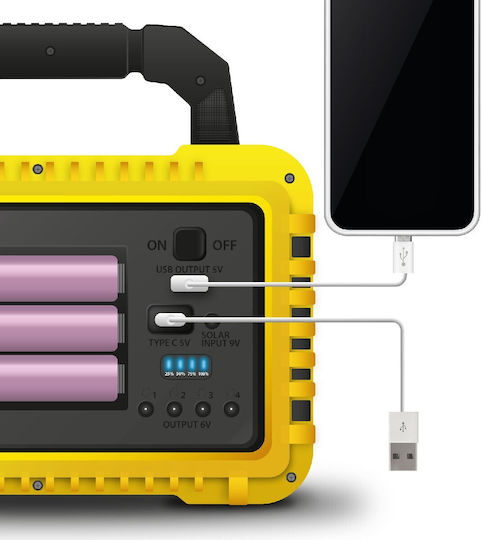 Lampă Multifuncțională Portabilă Panou Solar Usb-c 6 Moduri De Iluminare 8 Leduri 3600 Mah