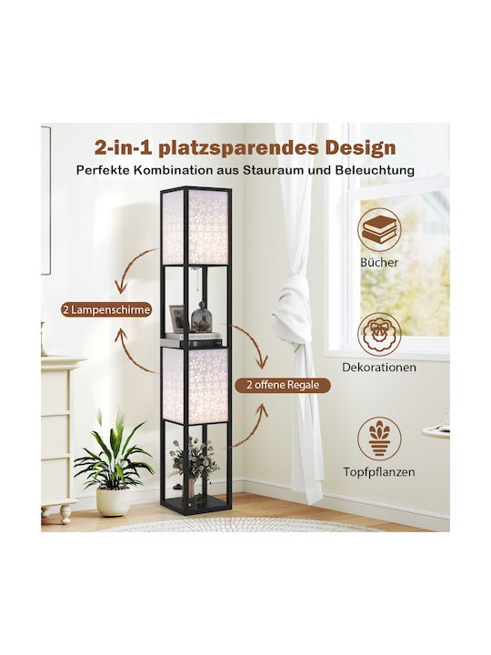 Costway Floor Lamp H156xW3cm. with Socket for Bulb E27 Black