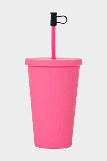 Karl Lagerfeld Glas aus Glas in Rosa Farbe mit Strohhalm