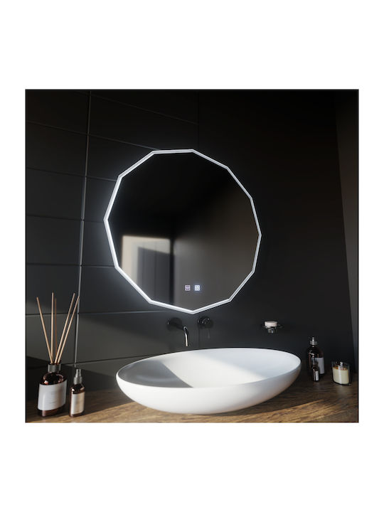 Alista Home Στρογγυλός Καθρέπτης Μπάνιου Led Αφής 50x50cm
