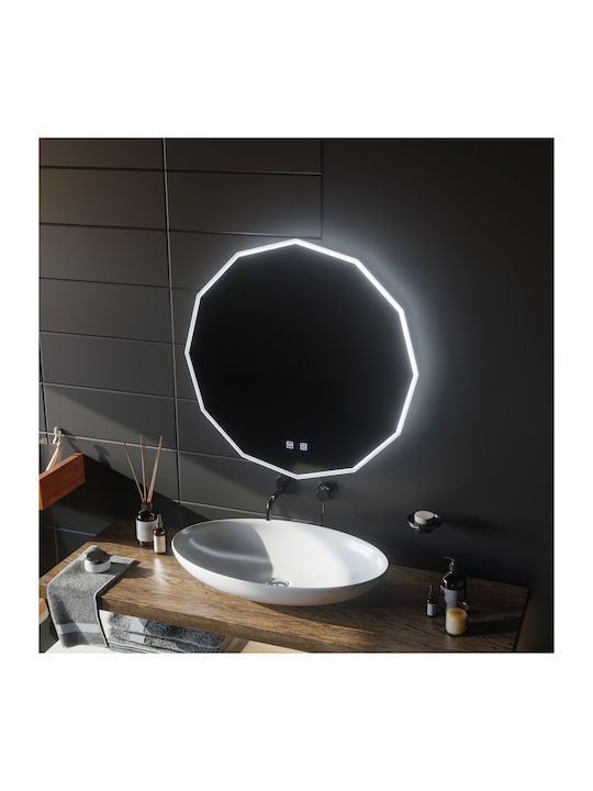 Alista Home Στρογγυλός Καθρέπτης Μπάνιου Led Αφής 60x60cm