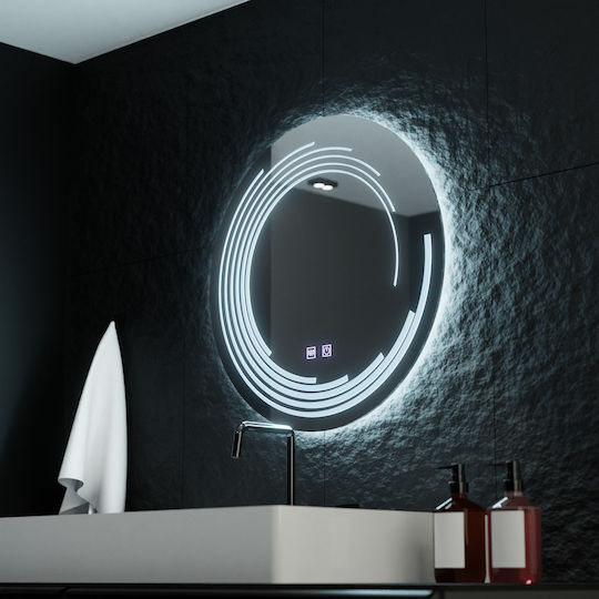 Alista Home Στρογγυλός Καθρέπτης Μπάνιου Led Αφής 60x60cm Διάφανος