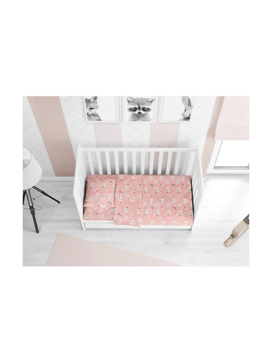 Dimcol Smile Baby Sheets Set Crib Cotton Coral 120x160cm 3pcs