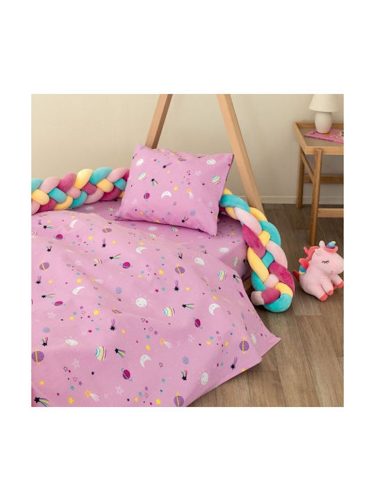 Palamaiki Poppet Baby Sheets Set Crib Flannel Fitted Pink 70x140cm