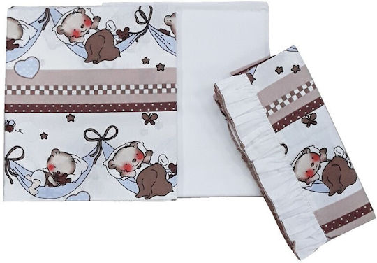Beboulino Baby Bettlaken mit Angepasst Bear In Hammock Braun 95x150cm