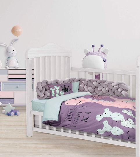 Das Home 4853 Комплект Бебешки Чаршафи За Количка Памучни Лилав 125x170бр