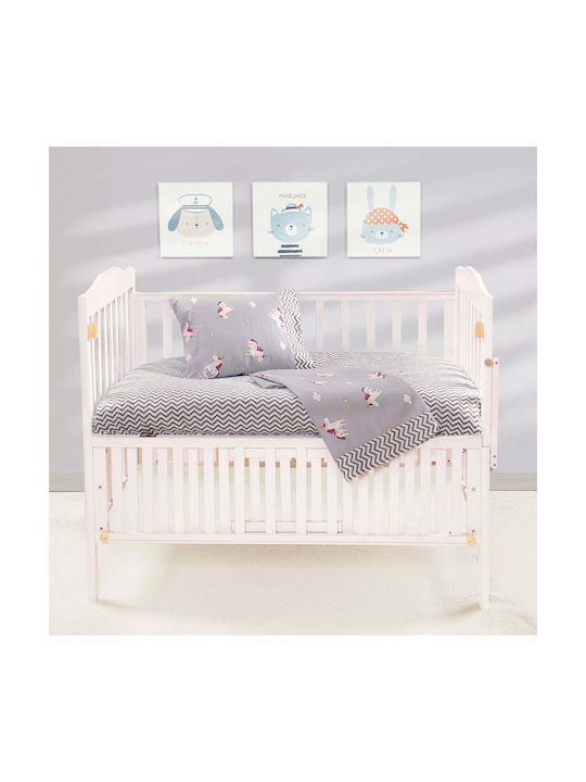Beauty Home Set Cu Cauciuc Art 5181 Gri 70x140cm Lenjeri De Patut Bebe