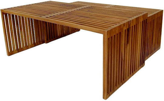 Pakketo Kaffeetische Zentral Tinnie aus Massivholz Natürliche Farbe 2 Stück M117xL61xH47cm