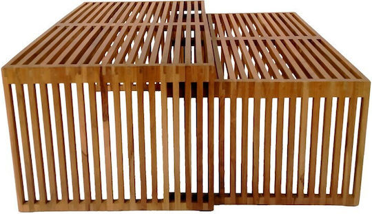 Pakketo Kaffeetische Zentral Tinnie aus Massivholz Natürliche Farbe 2 Stück M117xL61xH47cm