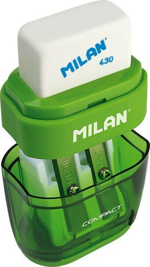 Milan Plastic Dublă Ascuțitoare Butoiaș cu Radieră (Culori diverse) 1buc 4703116
