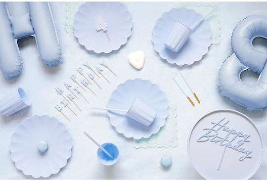 PartyDeco „Happy Birthday“-Kerzen Hellblau