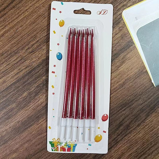 Set 6 Lumanări De Ziua De Naștere Flippy Parafină 11 X 0.4 Cm Roșu Lucios