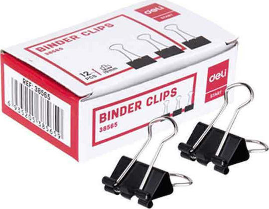 Deli Metallic Clips 19mm Black 12pcs