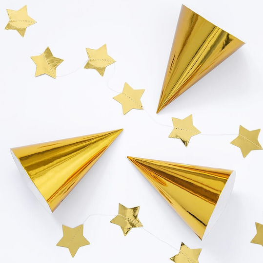 PartyDeco Party Hats Paper Gold Party Hats 6 Pieces. 6pcs