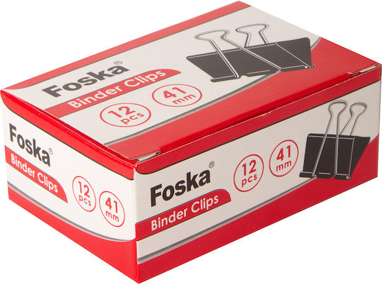 Foska Κλιπς Μεταλλικά 51mm Μαύρα 12τμχ