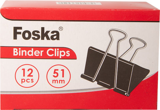Foska Metallic Clips 19mm Black 12pcs