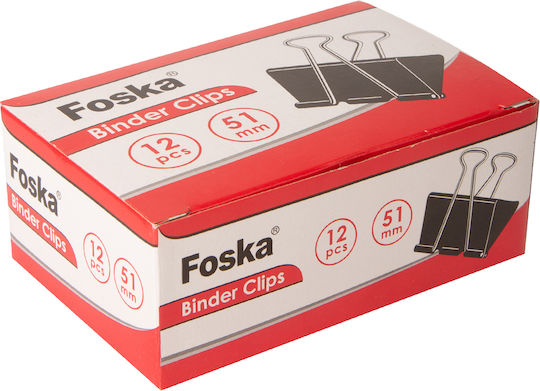Foska Metallic Clips 19mm Black 12pcs