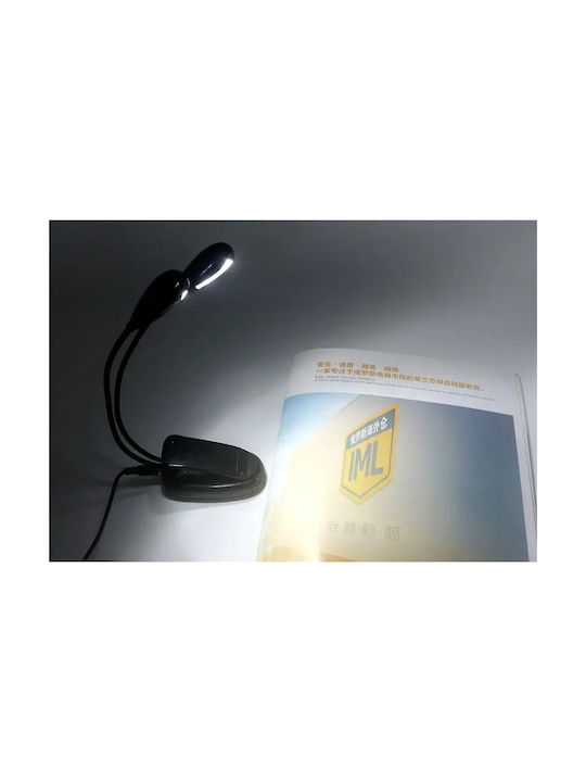 Zola Lampă Dublă LED De Citit Cu Clema Brațe Flexibile Alimentată Cu Baterie USB Plastic PP 22 Cm Neagră