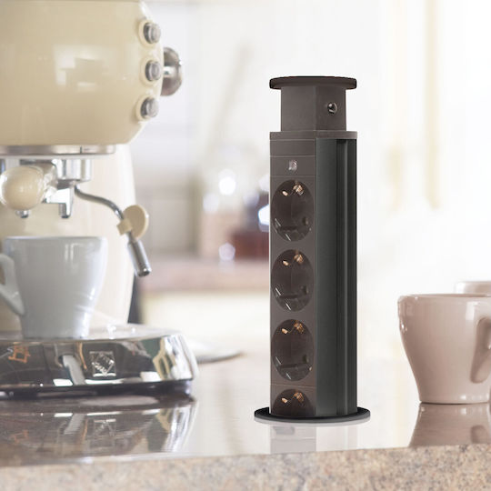 Hidden Electric Distributor 4 Sockets Glossy Black Delight