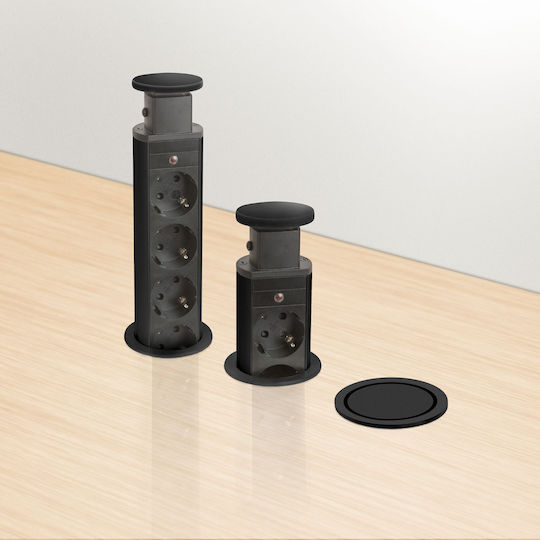 Hidden Electric Distributor 4 Sockets Glossy Black Delight