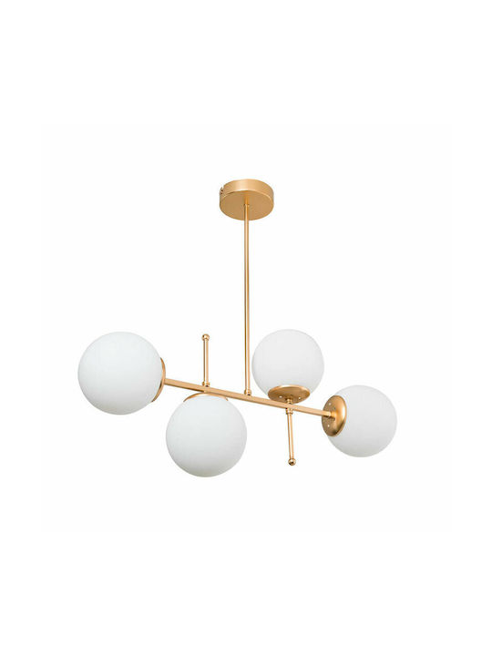 Pakketo PWL-1128 Adjustable Gold Pendant Ceiling Light for 4 Bulbs E27 70x20x35cm